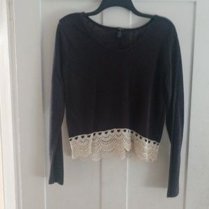 Long sleeved Navy Blue crop top - New without tags